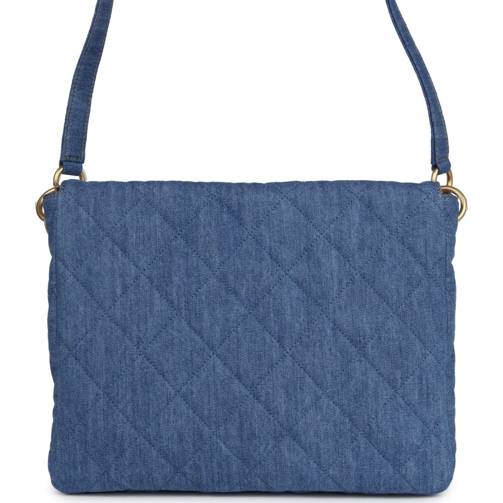 Chanel Large Supple Twins Hobo Bag Blue Denim Brushed Gold Hardware - Image 4