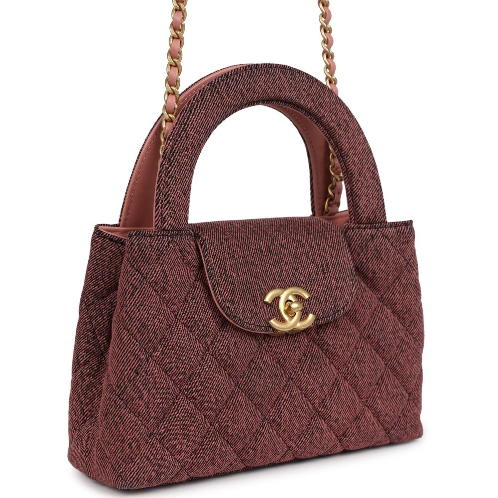 Chanel Small Kelly Shopper Pink Washed Denim Brushed Gold Hardware - Image 2
