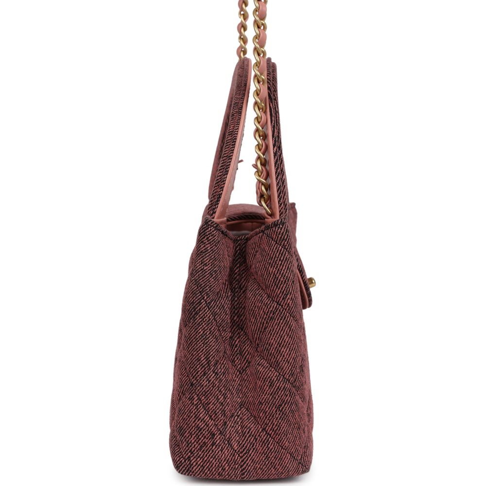 Chanel Small Kelly Shopper Pink Washed Denim Brushed Gold Hardware - Image 3