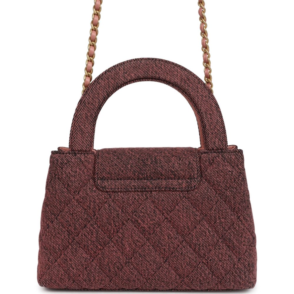 Chanel Small Kelly Shopper Pink Washed Denim Brushed Gold Hardware - Image 4
