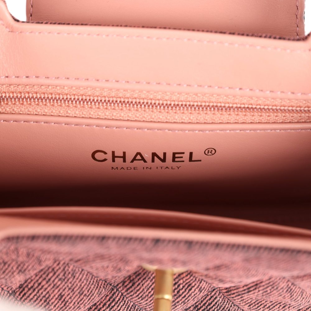 Chanel Small Kelly Shopper Pink Washed Denim Brushed Gold Hardware - Image 9