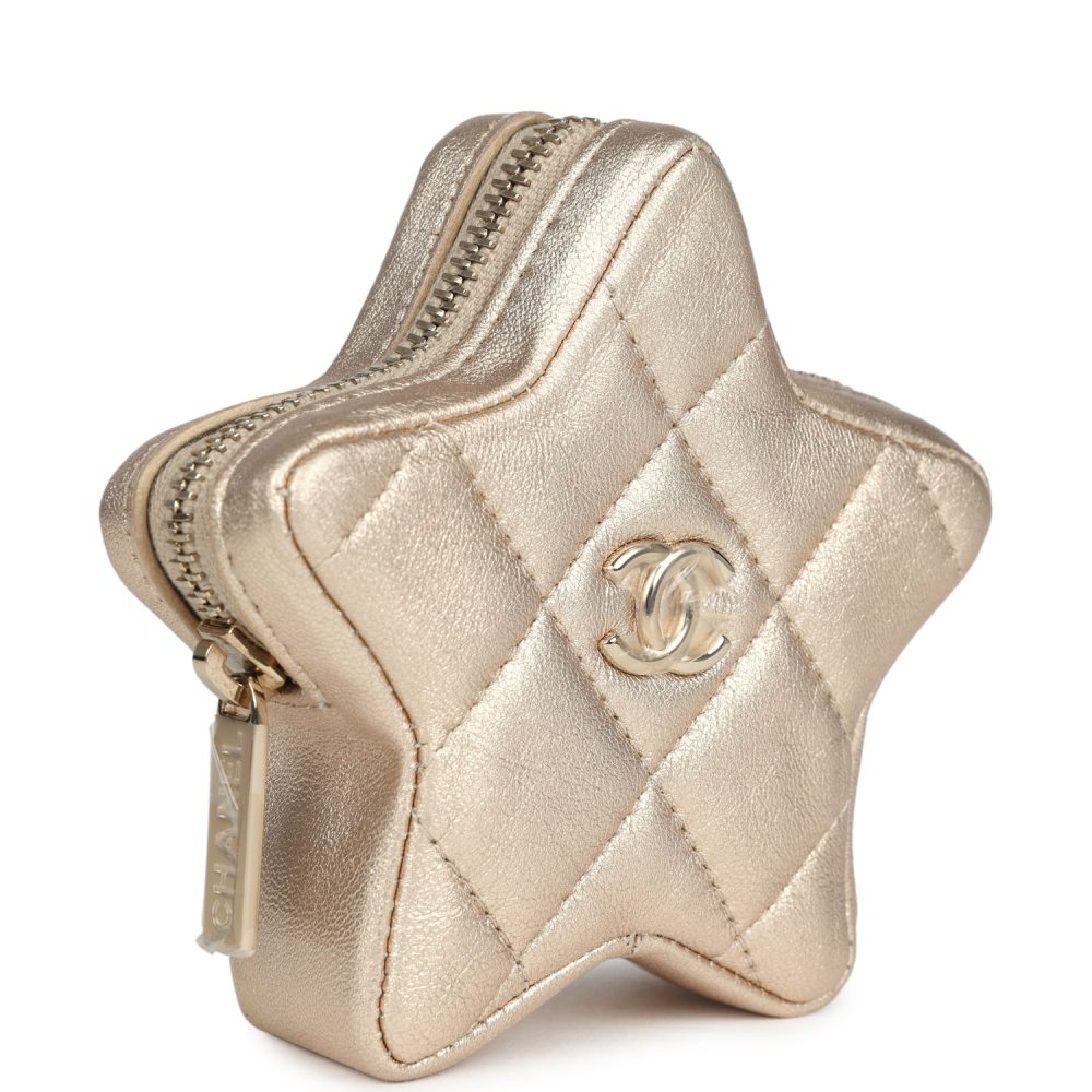 Chanel Walk Of Fame Star Clip-On Coin Purse Metallic Gold Goatskin Light Gold Hardware - Image 2