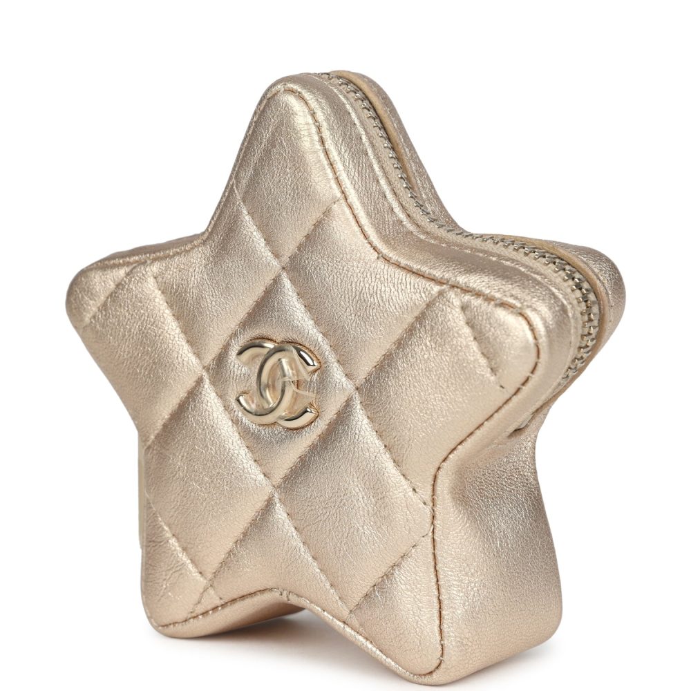 Chanel Walk Of Fame Star Clip-On Coin Purse Metallic Gold Goatskin Light Gold Hardware - Image 5