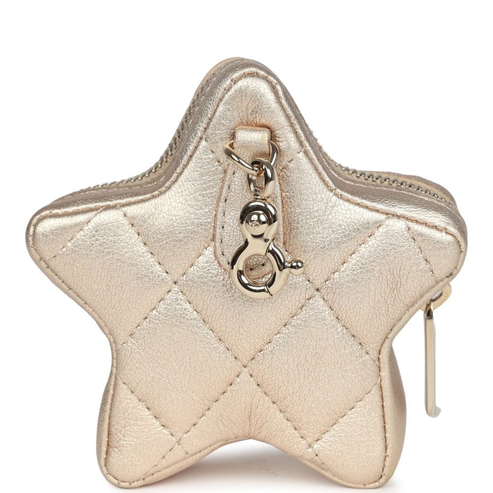 Chanel Walk Of Fame Star Clip-On Coin Purse Metallic Gold Goatskin Light Gold Hardware - Image 4