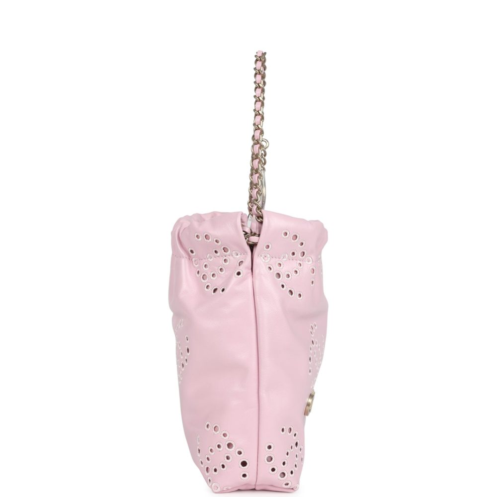 Chanel Mini 22 Bag Pink Shiny Calfskin Brushed Gold Hardware - Image 3