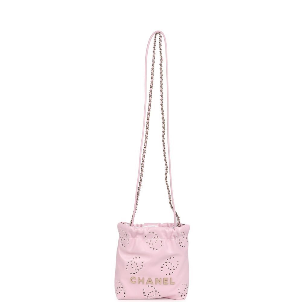 Chanel Mini 22 Bag Pink Shiny Calfskin Brushed Gold Hardware - Image 7