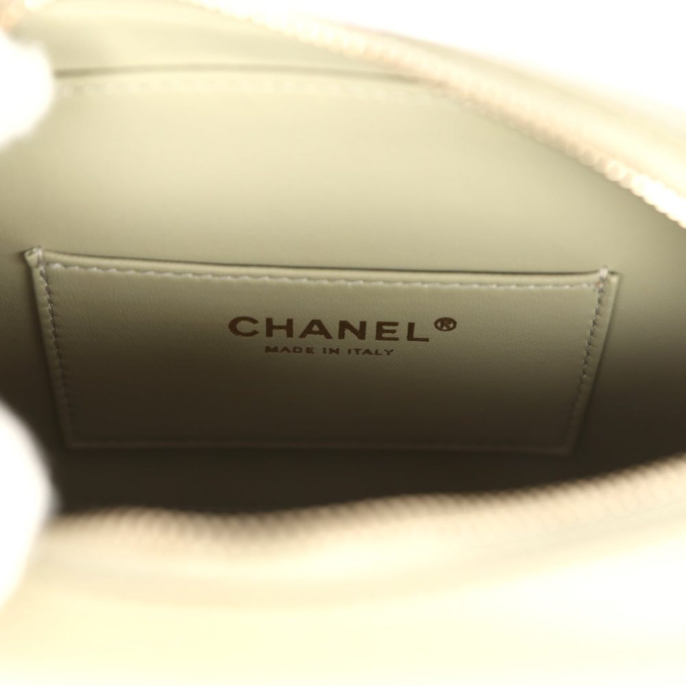 Chanel Mini "Savon De Marseille" Camera Case Bag Khaki Shiny Lambskin Brushed Gold Hardware - Image 10