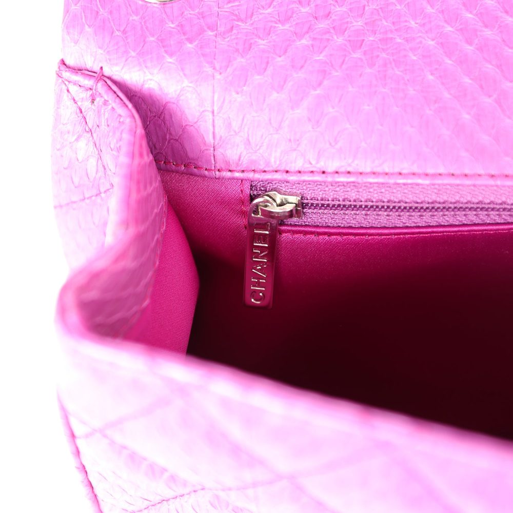 Pre-owned Chanel Medium Easy Carry Flap Bag Purple Python Silver Hardware - Image 10