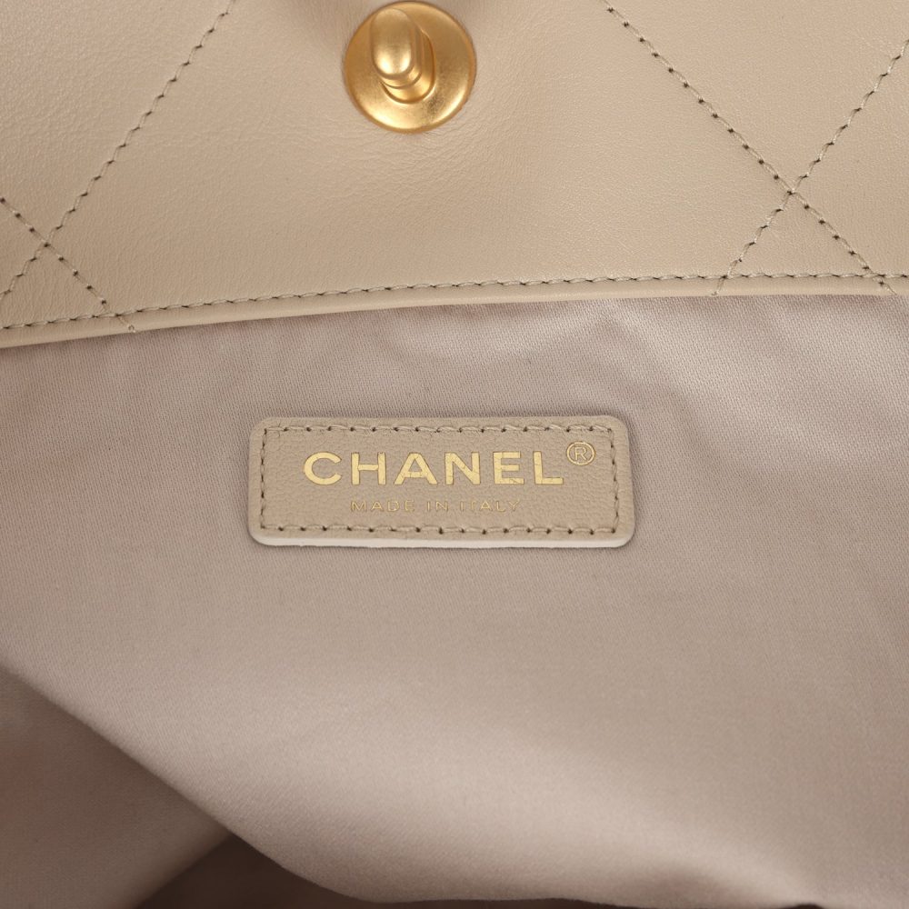 Chanel Maxi Coco Shopping Bag Beige Calfskin Antique Gold Hardware - Image 9
