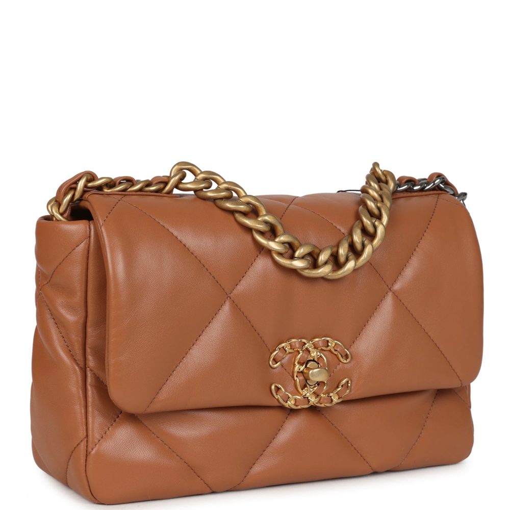 Chanel Medium 19 Flap Caramel Shiny Lambskin Mixed Metal Hardware - Image 2