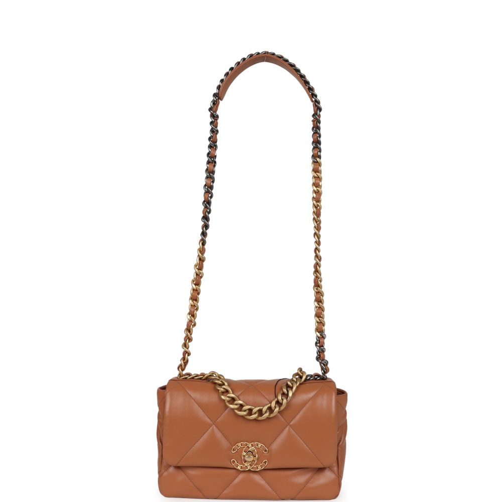 Chanel Medium 19 Flap Caramel Shiny Lambskin Mixed Metal Hardware - Image 7