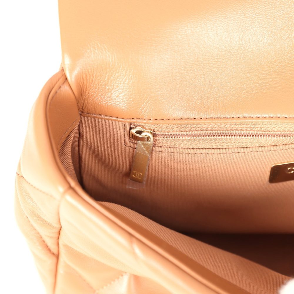 Chanel Medium 19 Flap Caramel Shiny Lambskin Mixed Metal Hardware - Image 10
