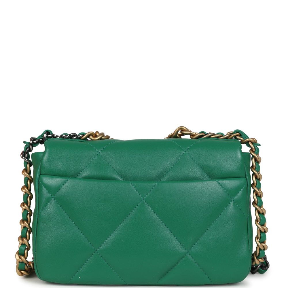 Chanel Medium 19 Flap Green Shiny Lambskin Mixed Metal Hardware - Image 4