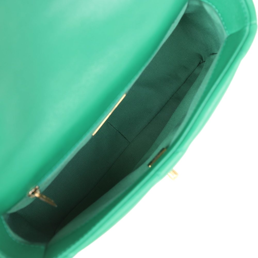 Chanel Medium 19 Flap Green Shiny Lambskin Mixed Metal Hardware - Image 8