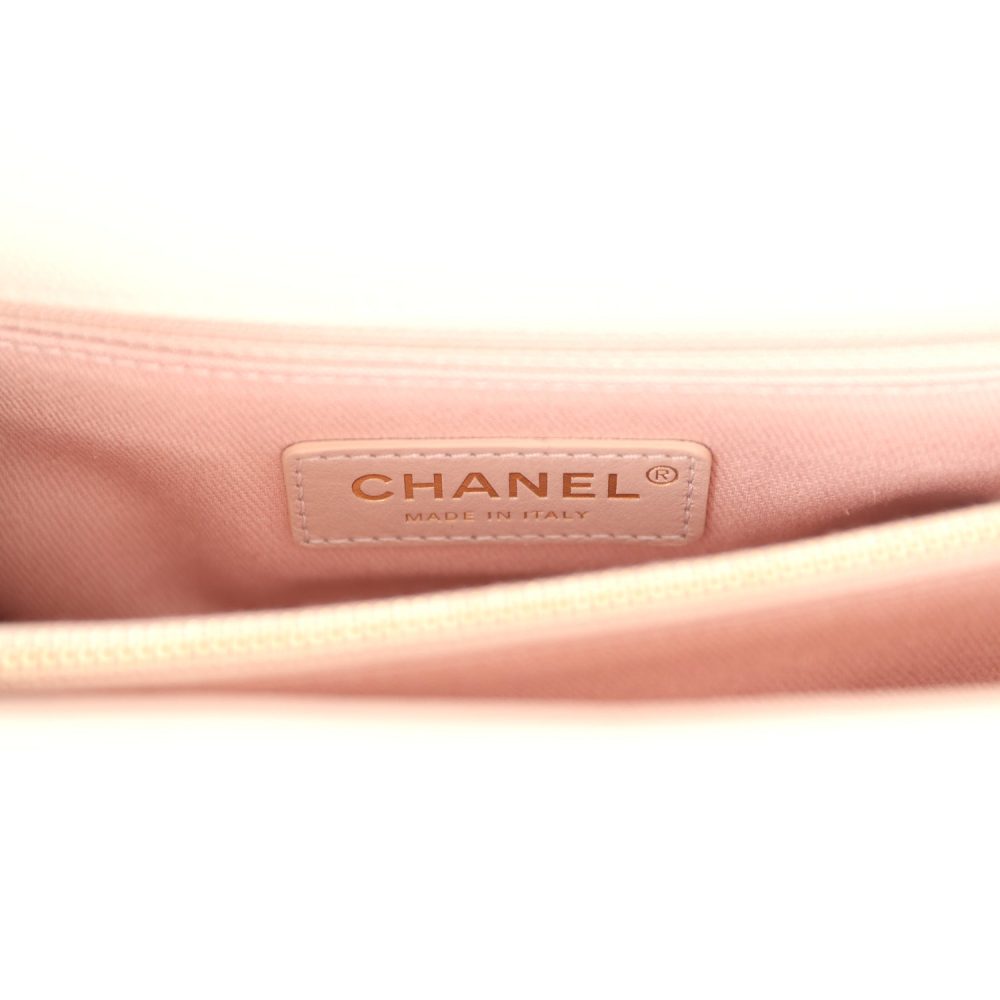 Chanel Medium Coco Top Handle Flap Bag Light Beige Chevron Caviar Light Gold Hardware - Image 10
