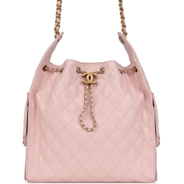 Chanel Medium 25 Hobo Bag Light Pink Caviar Antique Gold Hardware