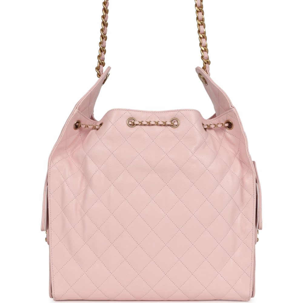 Chanel Medium 25 Hobo Bag Light Pink Caviar Antique Gold Hardware - Image 4