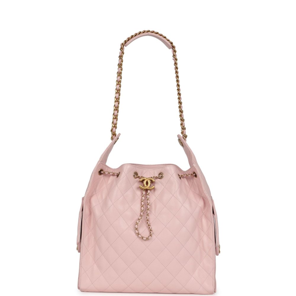 Chanel Medium 25 Hobo Bag Light Pink Caviar Antique Gold Hardware - Image 6