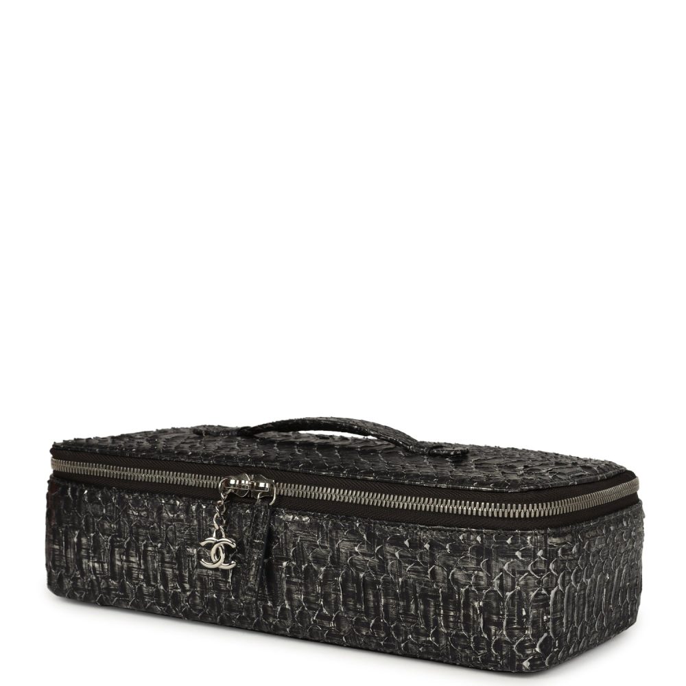 Chanel Vanity Case Black Metallic Python Silver Hardware - Image 5
