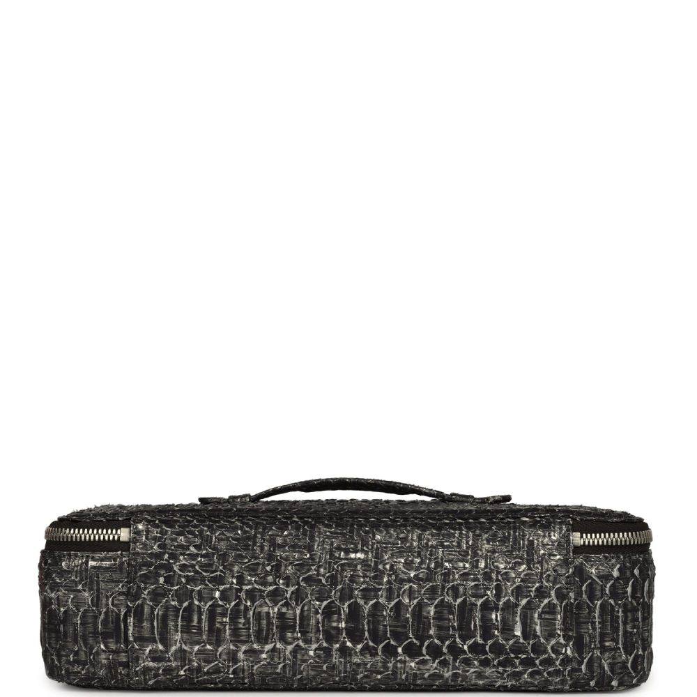 Chanel Vanity Case Black Metallic Python Silver Hardware - Image 4