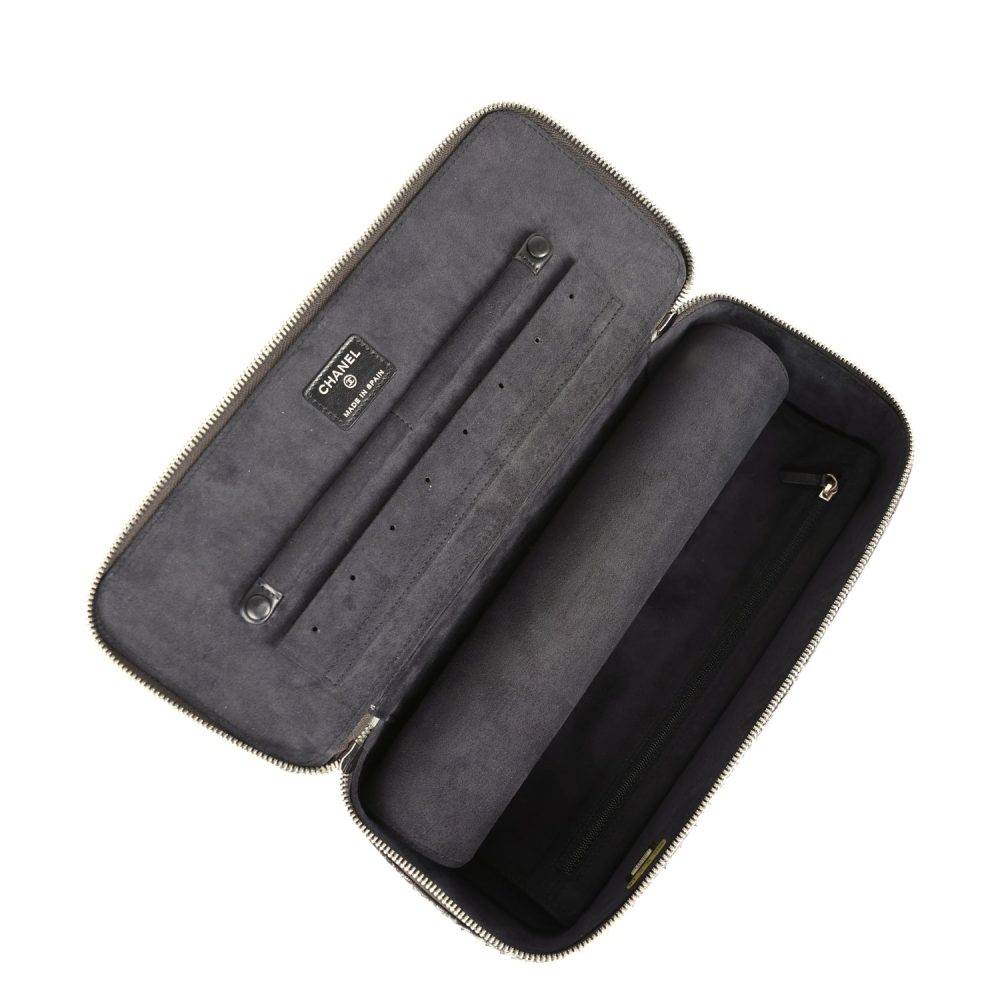 Chanel Vanity Case Black Metallic Python Silver Hardware - Image 9