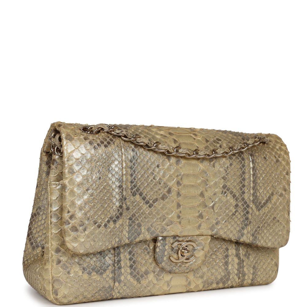 Pre-owned Chanel Jumbo Classic Double Flap Gold Metallic Python Gold Hardware - Image 2