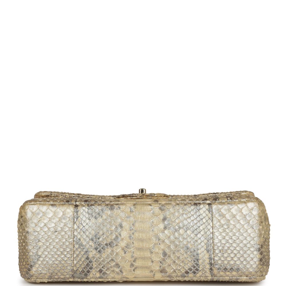Pre-owned Chanel Jumbo Classic Double Flap Gold Metallic Python Gold Hardware - Image 6
