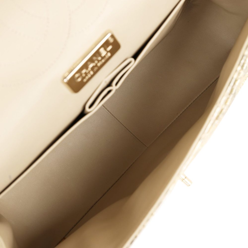 Pre-owned Chanel Jumbo Classic Double Flap Gold Metallic Python Gold Hardware - Image 9