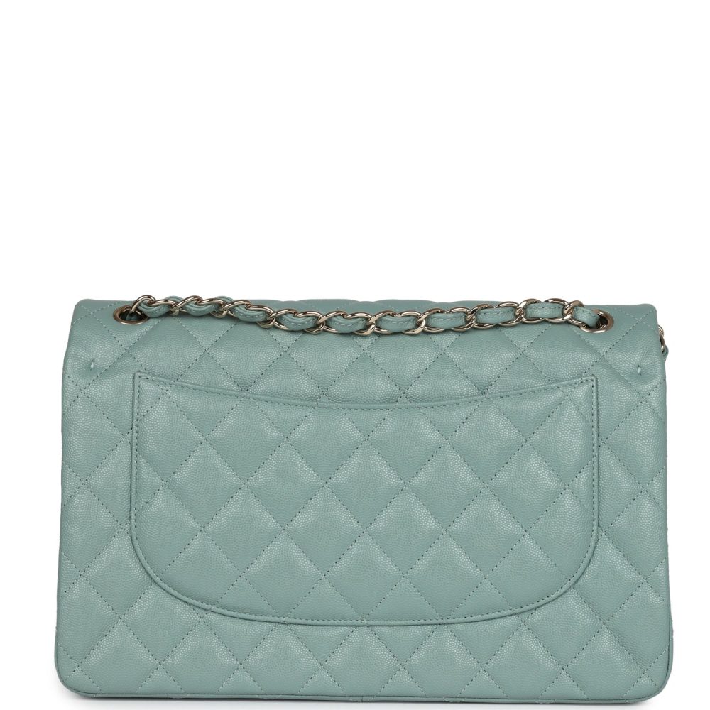Chanel Jumbo Classic Double Flap Bag Light Green Caviar Light Gold Hardware - Image 4