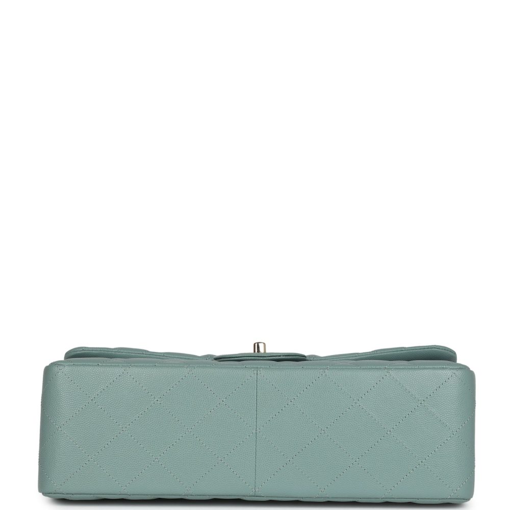 Chanel Jumbo Classic Double Flap Bag Light Green Caviar Light Gold Hardware - Image 6