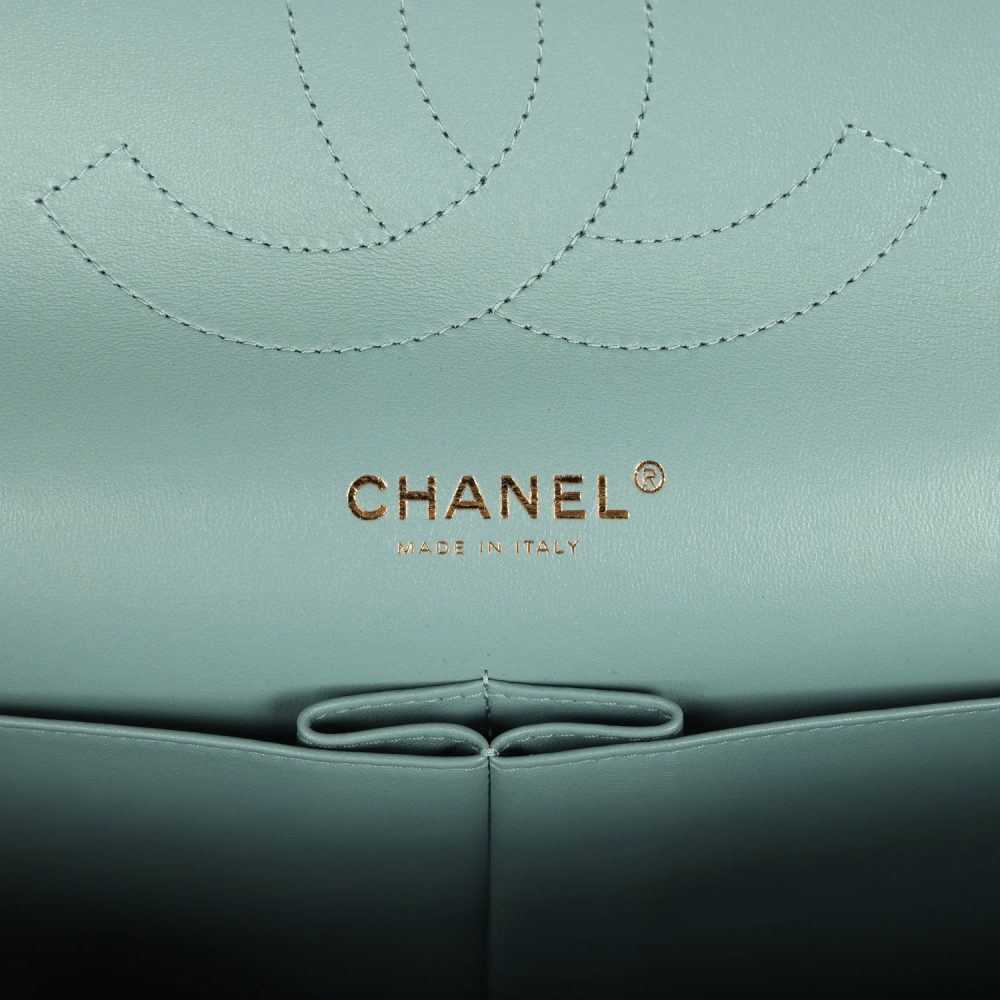 Chanel Jumbo Classic Double Flap Bag Light Green Caviar Light Gold Hardware - Image 8