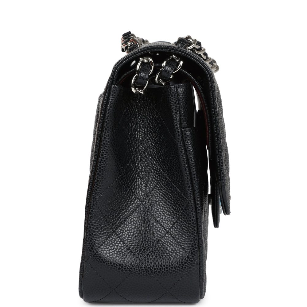 Chanel Jumbo Classic Double Flap Bag Black Caviar Silver Hardware - Image 3