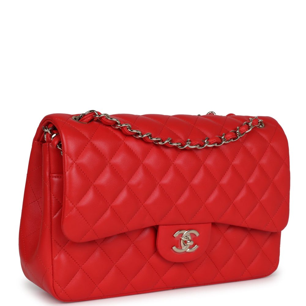 Chanel Jumbo Classic Double Flap Bag Red Lambskin Light Gold Hardware - Image 2