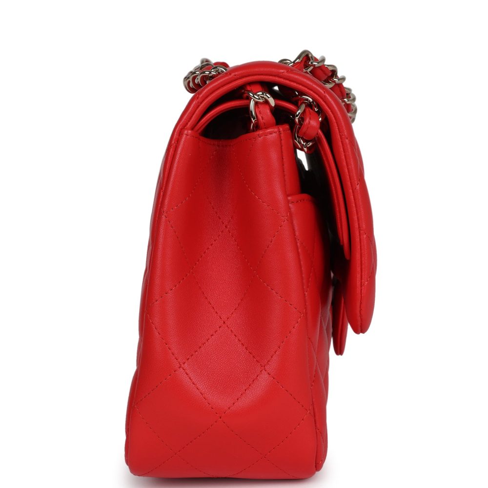 Chanel Jumbo Classic Double Flap Bag Red Lambskin Light Gold Hardware - Image 3
