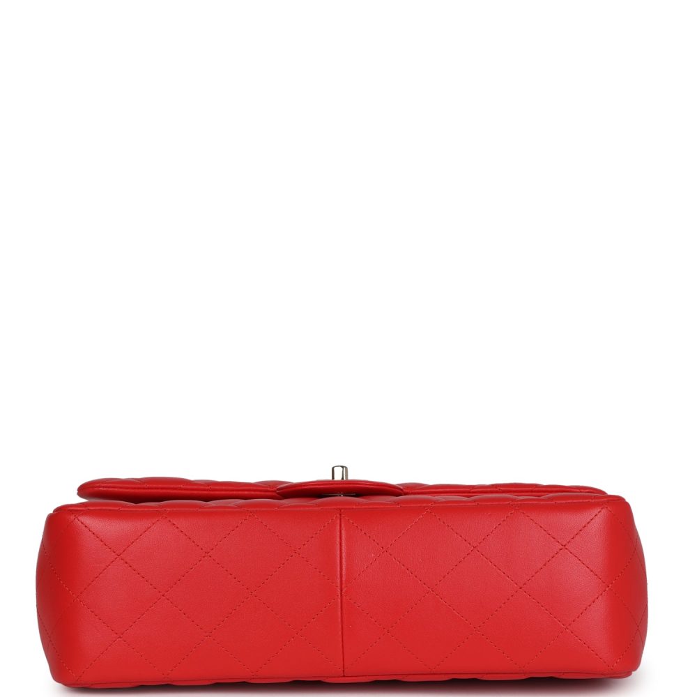 Chanel Jumbo Classic Double Flap Bag Red Lambskin Light Gold Hardware - Image 6