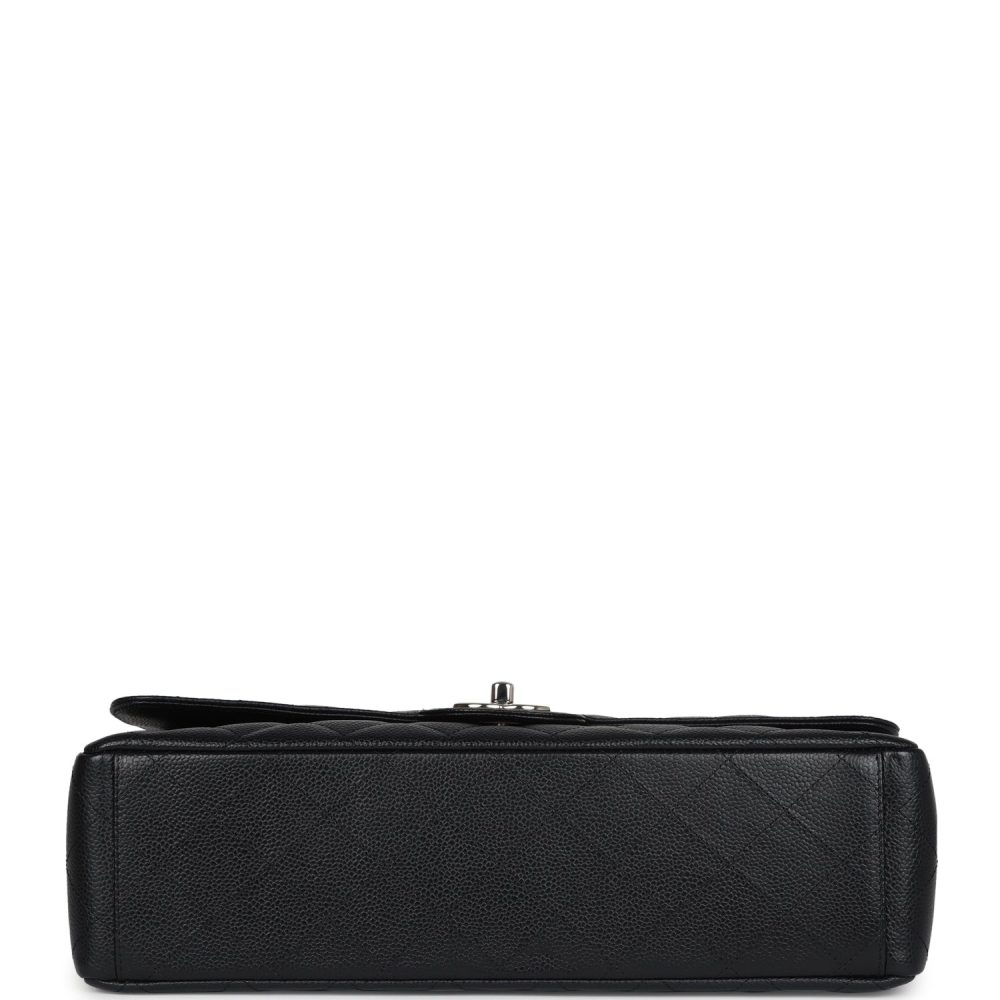 Pre-owned Chanel Maxi Classic Double Flap Bag Black Caviar Silver Hardware - Image 6