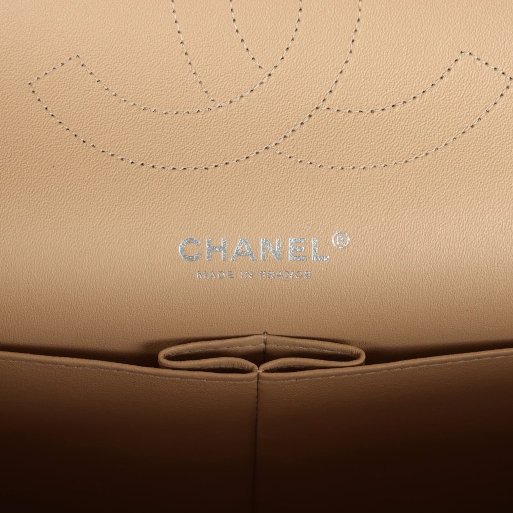 Chanel Jumbo Classic Double Flap Bag Light Beige Caviar Silver Hardware - Image 8