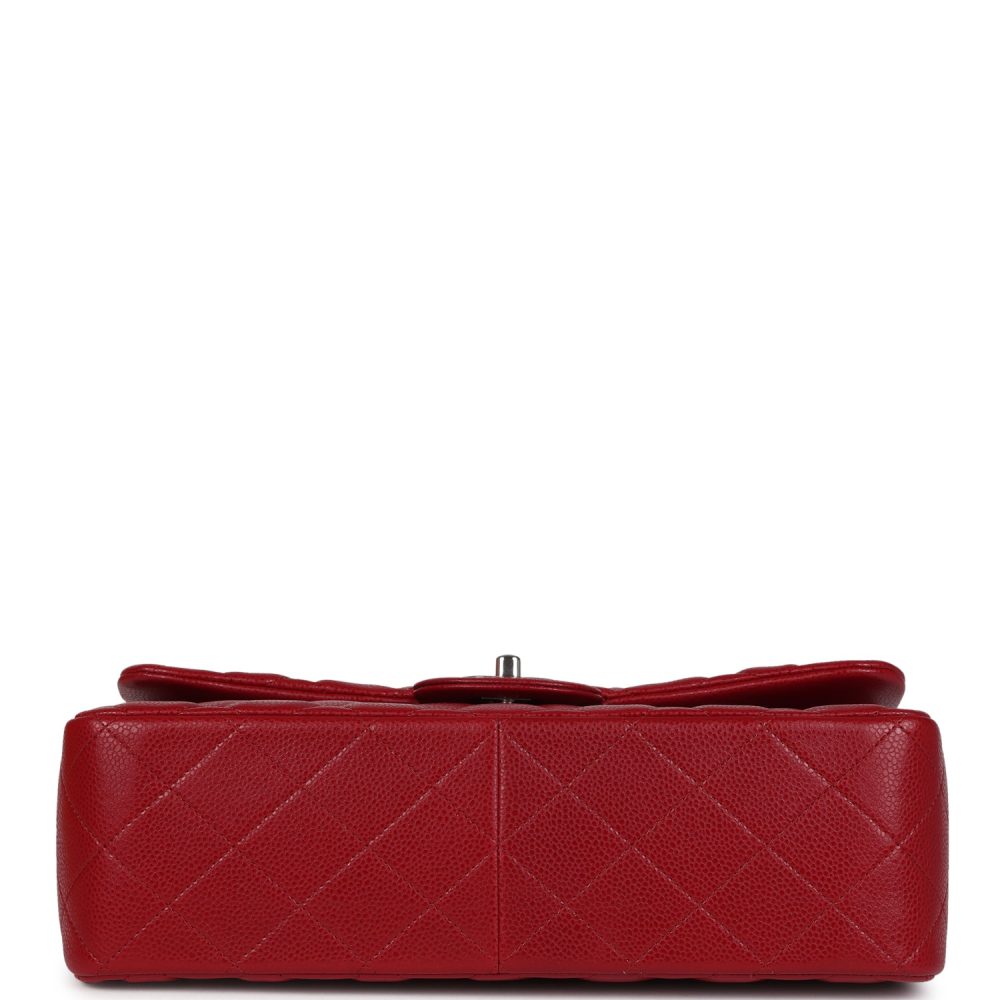 Chanel Jumbo Classic Double Flap Bag Red Caviar Silver Hardware - Image 6