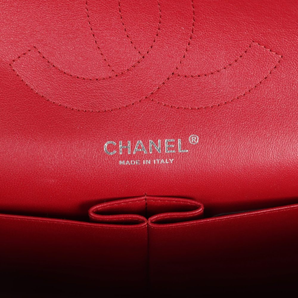 Chanel Jumbo Classic Double Flap Bag Red Caviar Silver Hardware - Image 8