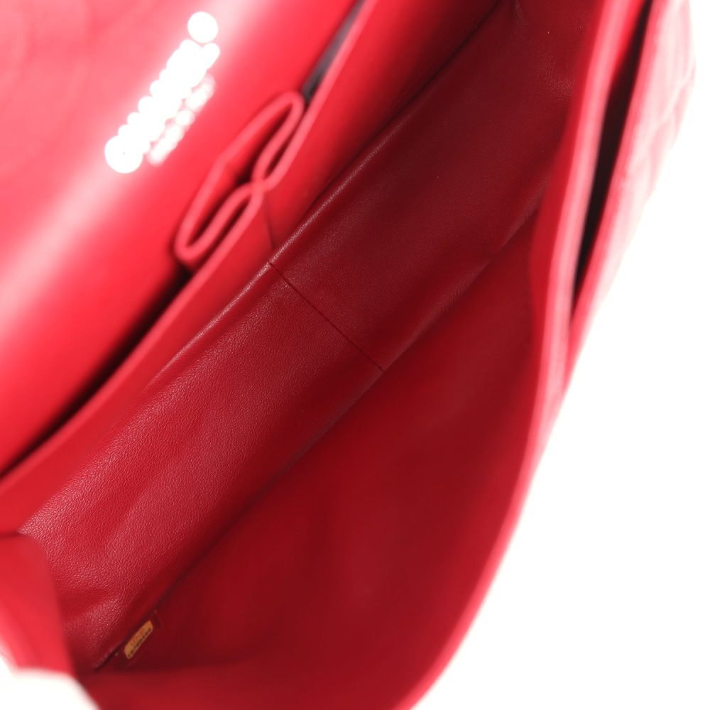 Chanel Jumbo Classic Double Flap Bag Red Caviar Silver Hardware - Image 9