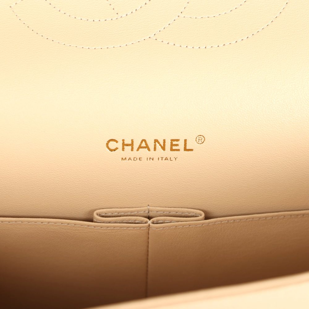 Chanel Maxi Classic Double Flap Bag Beige Caviar Gold Hardware - Image 8