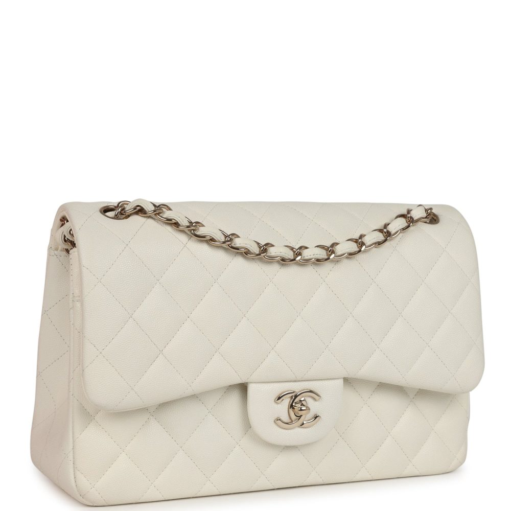 Chanel Jumbo Classic Double Flap White Caviar Light Gold Hardware - Image 2