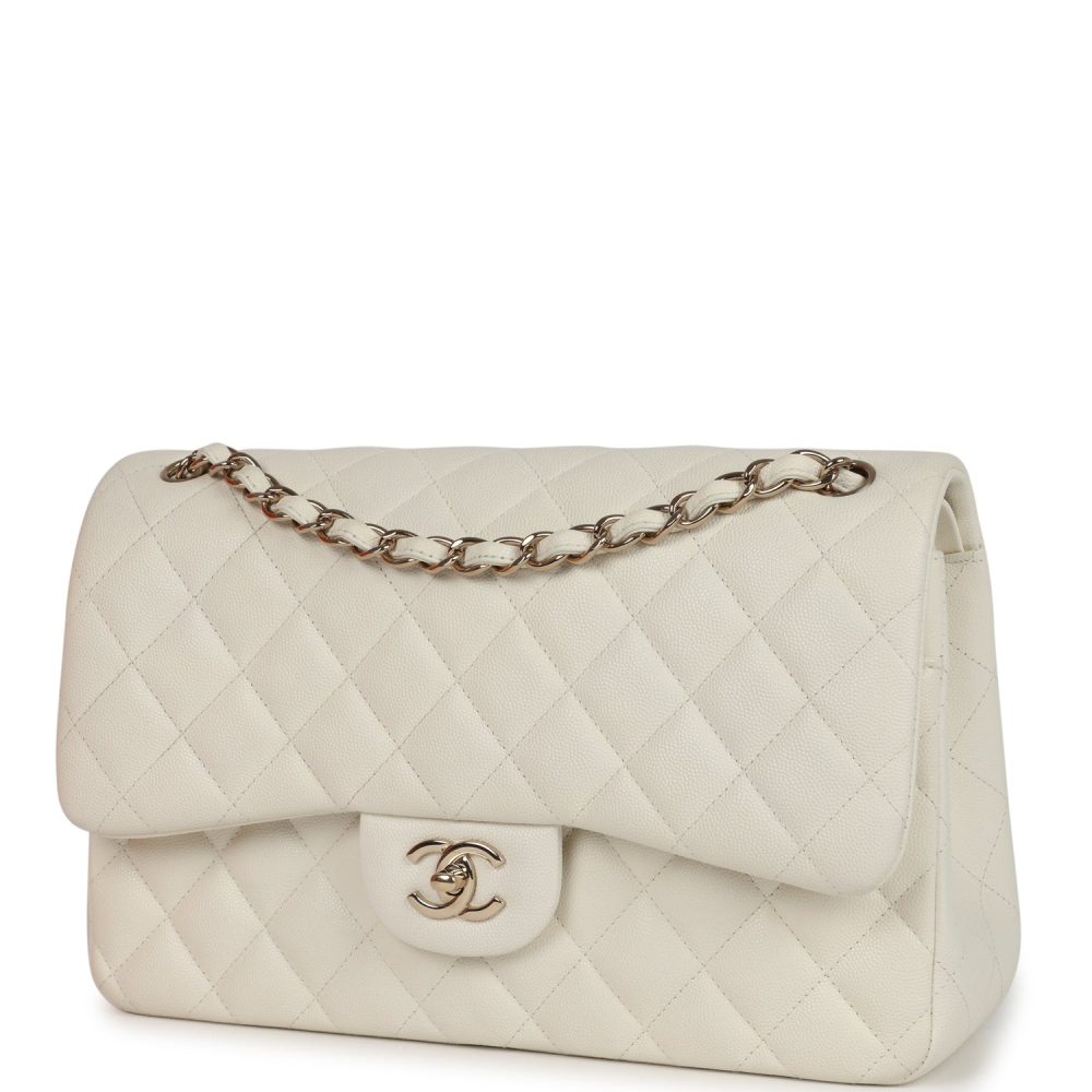 Chanel Jumbo Classic Double Flap White Caviar Light Gold Hardware - Image 5