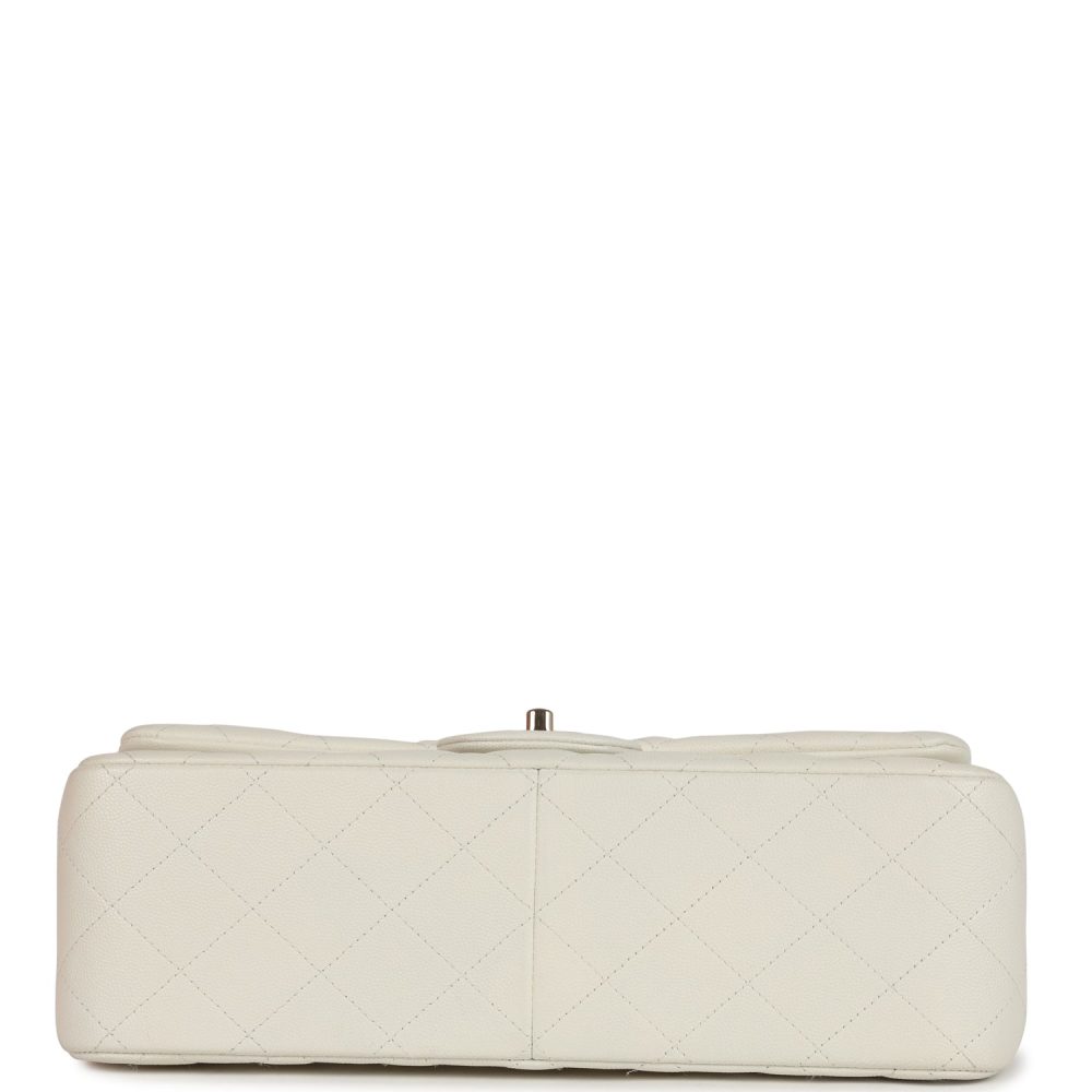 Chanel Jumbo Classic Double Flap White Caviar Light Gold Hardware - Image 6