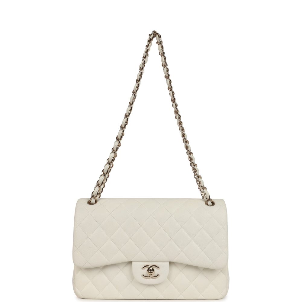 Chanel Jumbo Classic Double Flap White Caviar Light Gold Hardware - Image 7