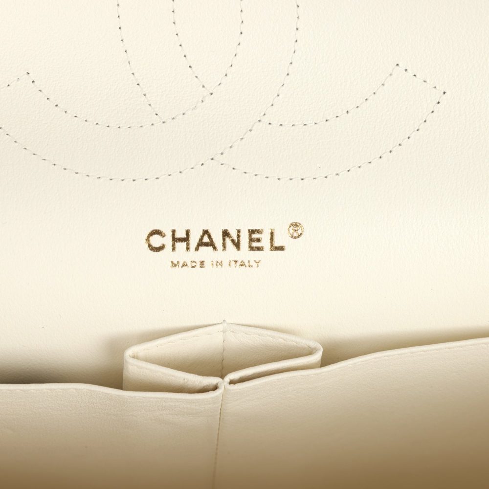 Chanel Jumbo Classic Double Flap White Caviar Light Gold Hardware - Image 8