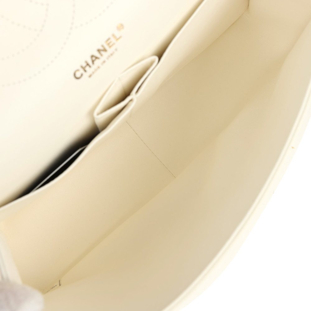 Chanel Jumbo Classic Double Flap White Caviar Light Gold Hardware - Image 9