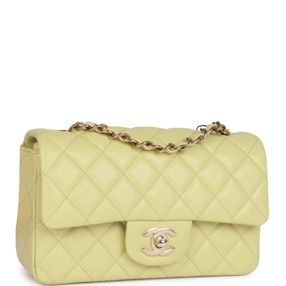 Chanel Mini Rectangular Flap Bag Light Green Lambskin Light Gold Hardware - Image 2