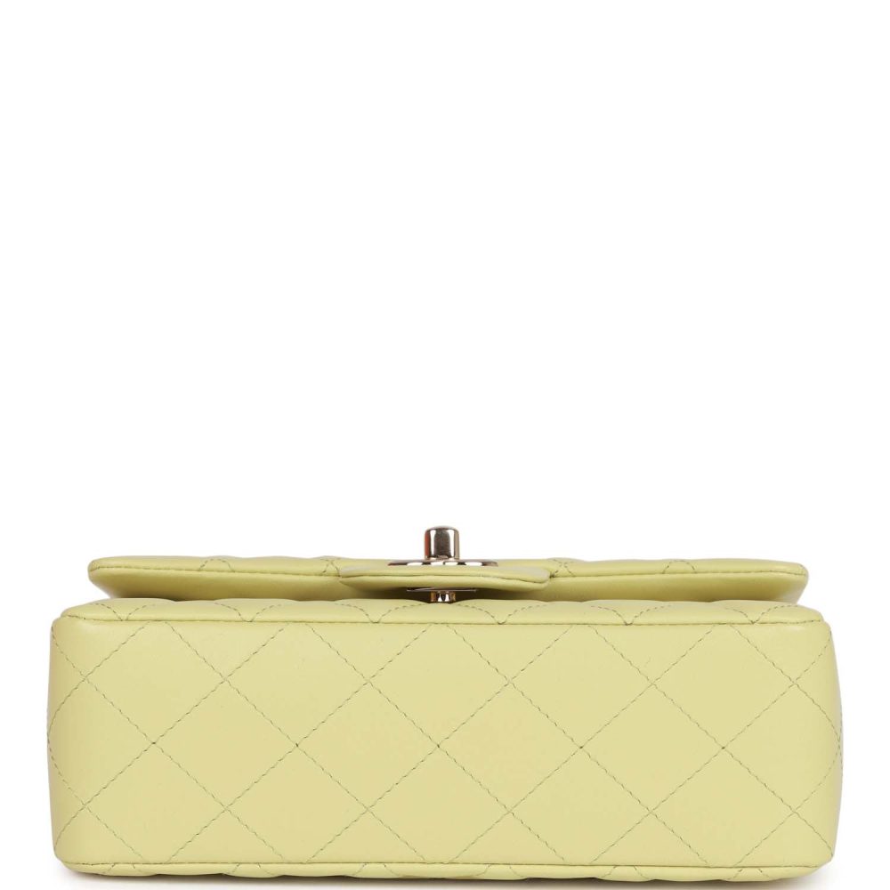 Chanel Mini Rectangular Flap Bag Light Green Lambskin Light Gold Hardware - Image 6