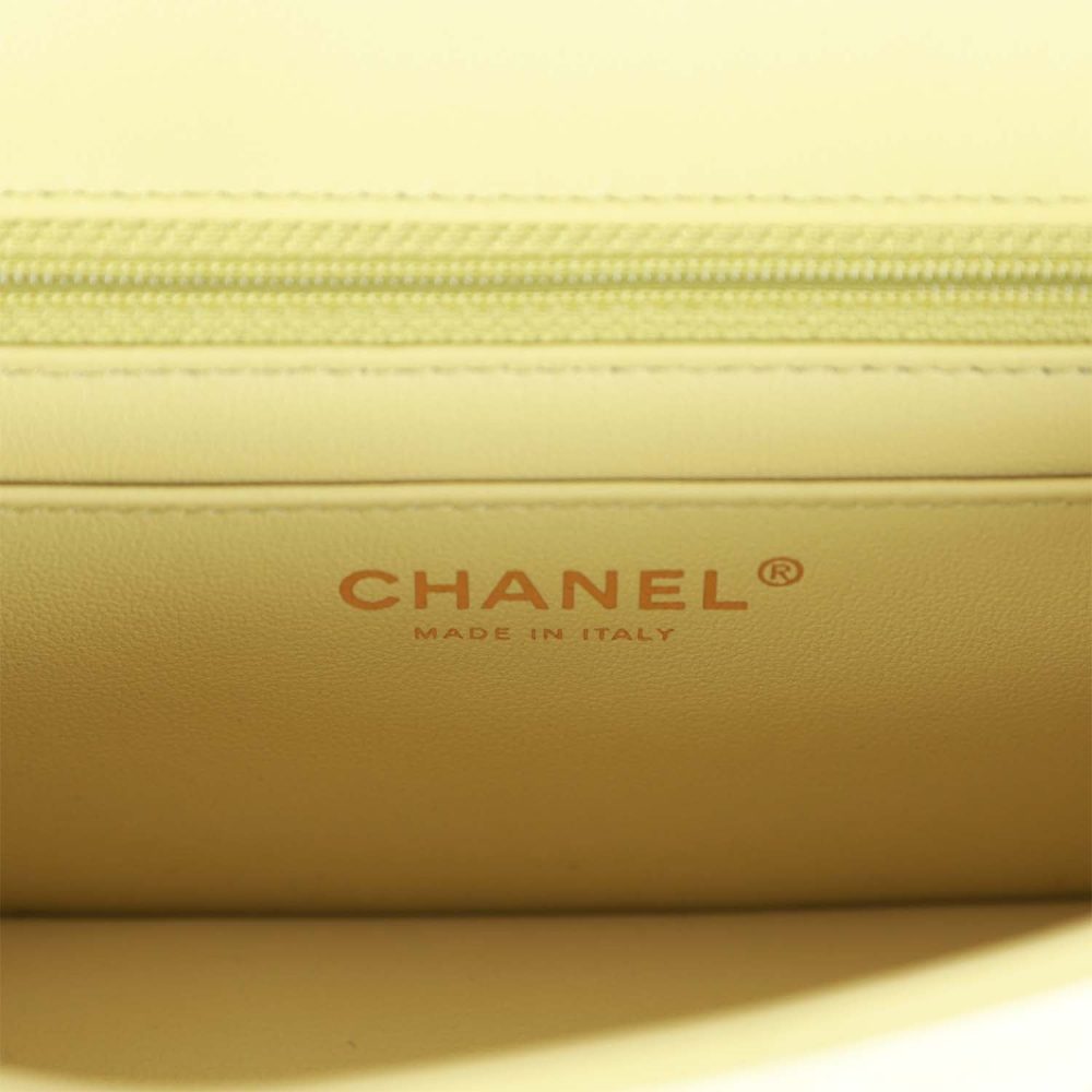 Chanel Mini Rectangular Flap Bag Light Green Lambskin Light Gold Hardware - Image 9